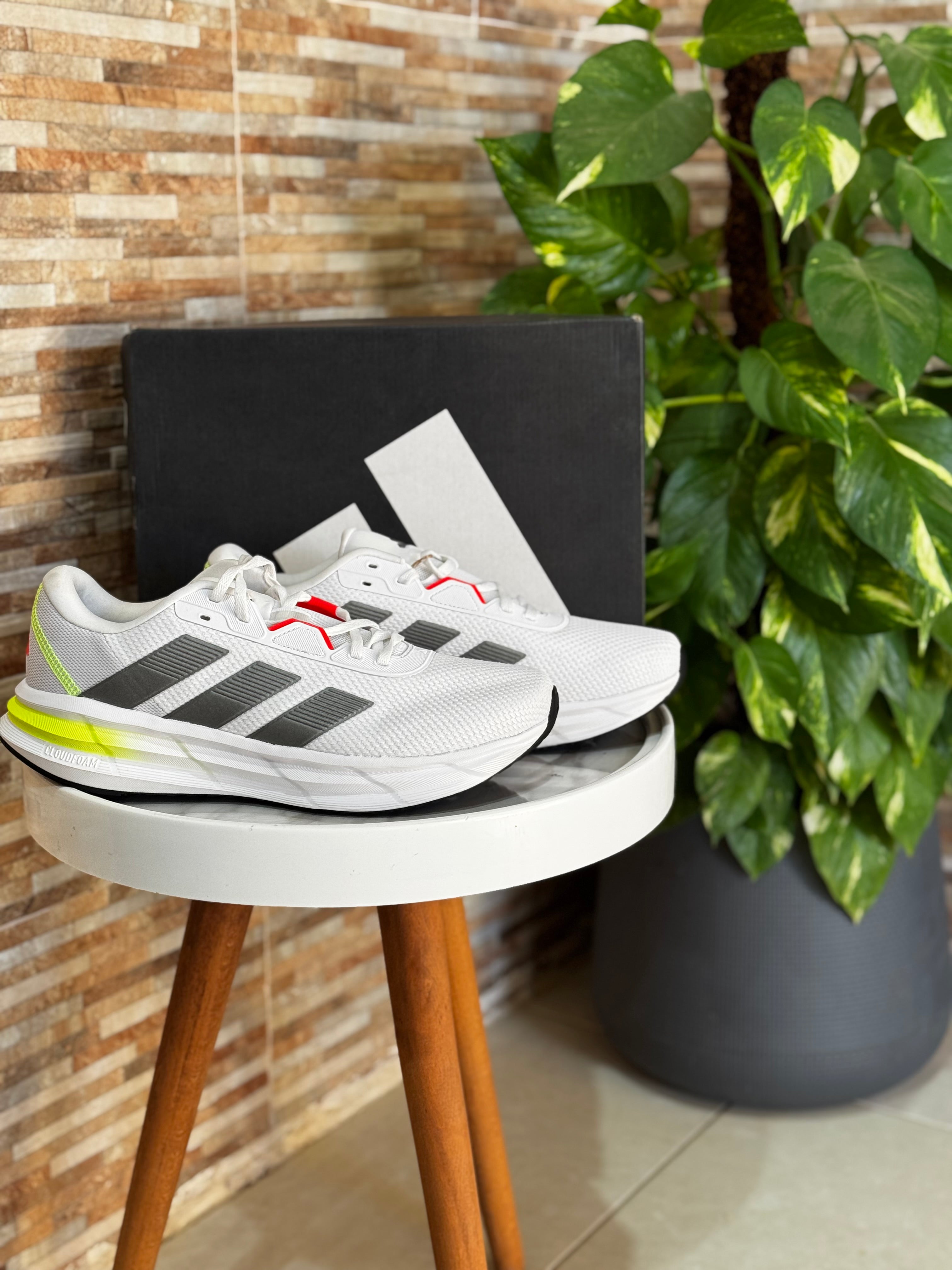 Adidas Galaxy 7 running shoe in the 'Cloud White Lucid Lemon' colorway