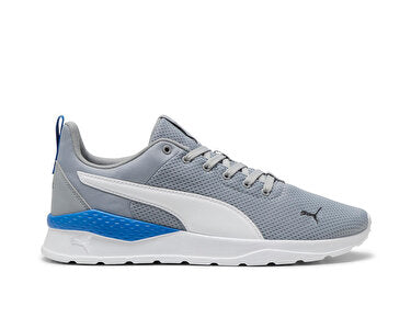 Anzarun Lite sneakers in Ash Grey, Regal Blue, and Puma White.