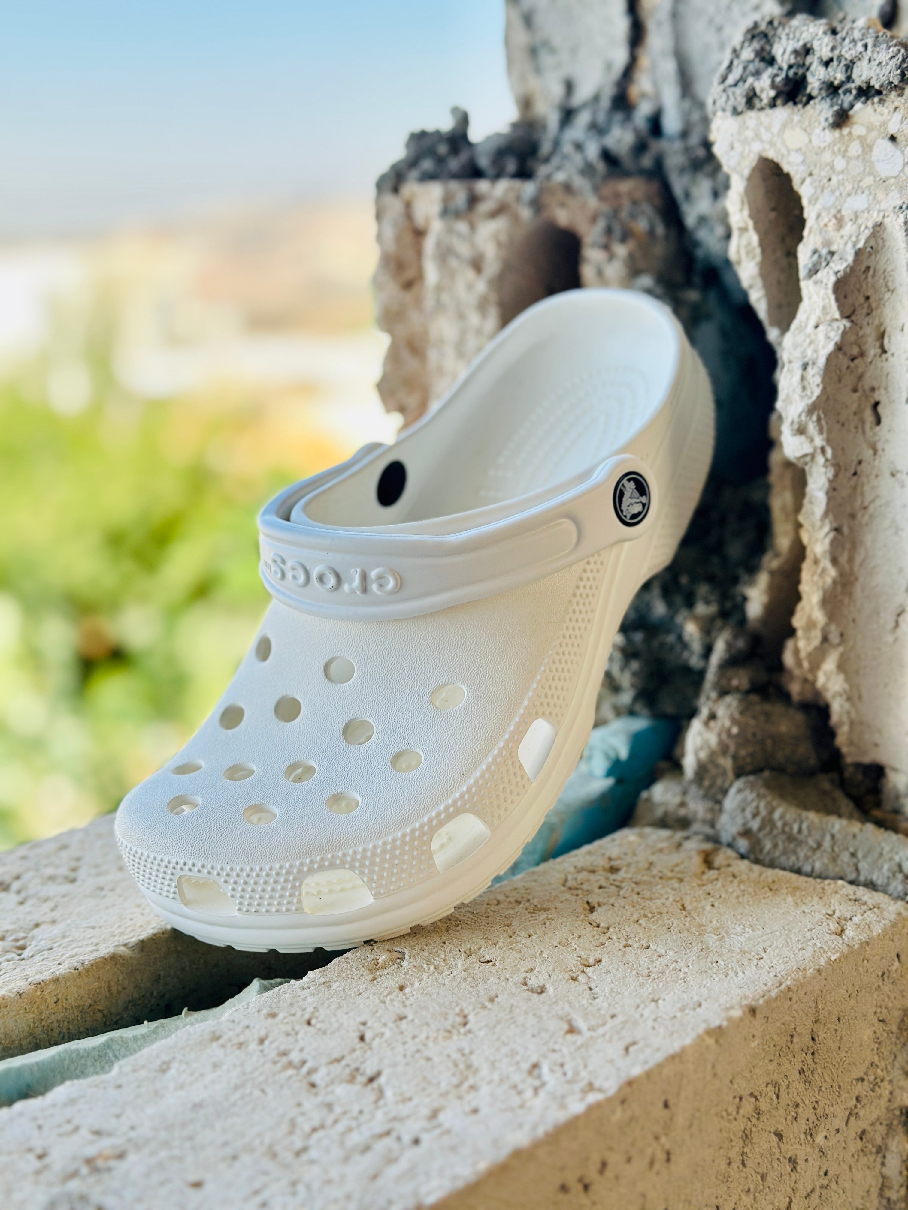 White classic crocs