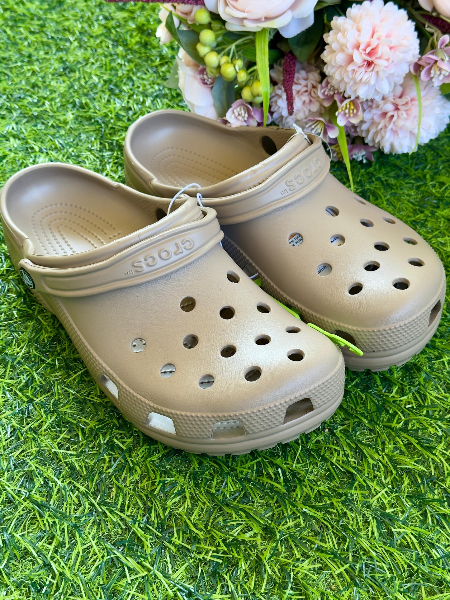 Brown classic crocs