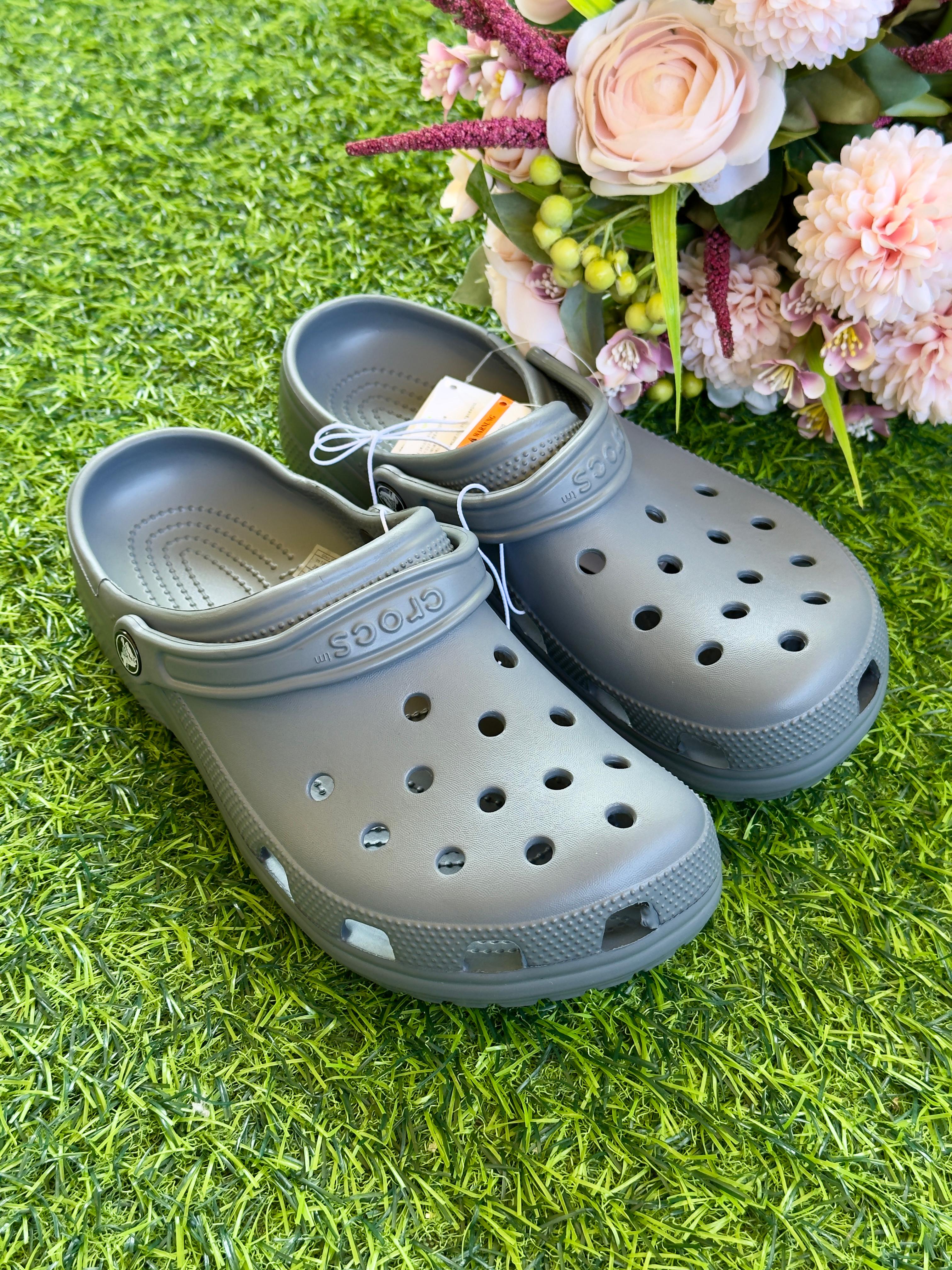 D  gray color classic crocs