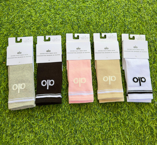 Alo Unisex Half-Crew Socks – Pack of Stylish Colors ( BUY two get one free)