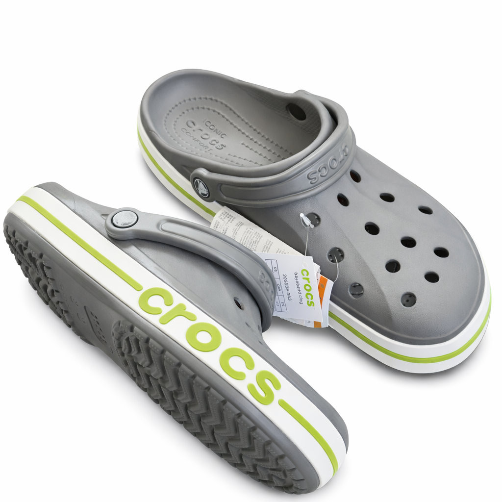 Grey & Lime Classic Comfort Clogs – Premium Quality