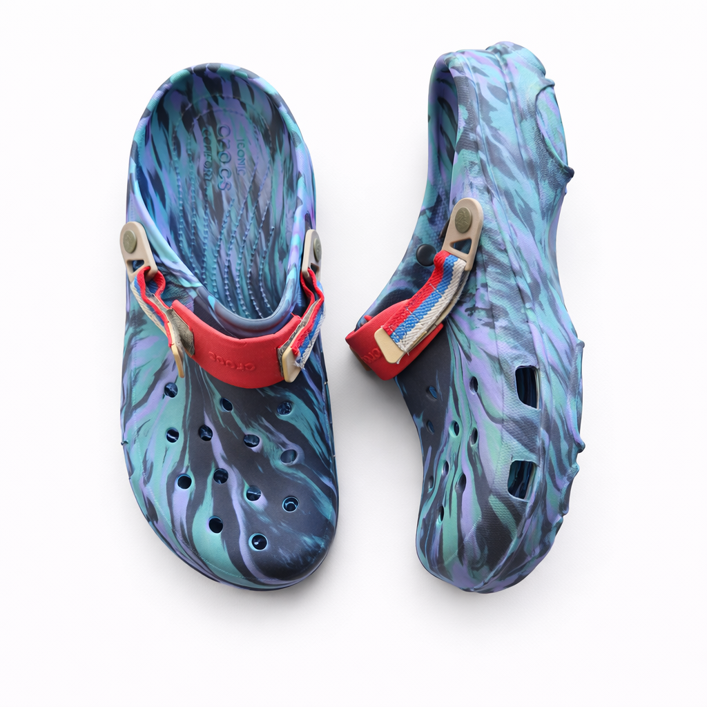 Ocean Marble Comfort Clogs – Size M16 | Extra Large & Bold Design
