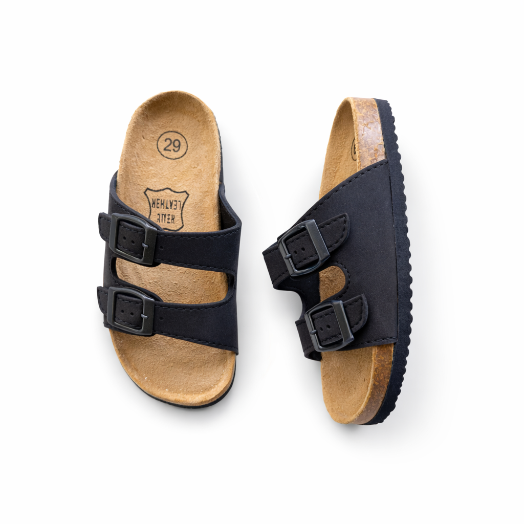 Unisex Comfort Cork – Black Double Buckle Design