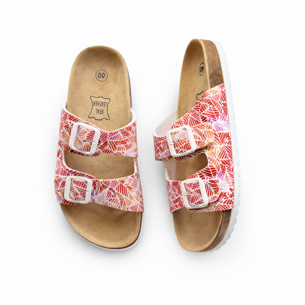 Leaf Print Comfort Sandals