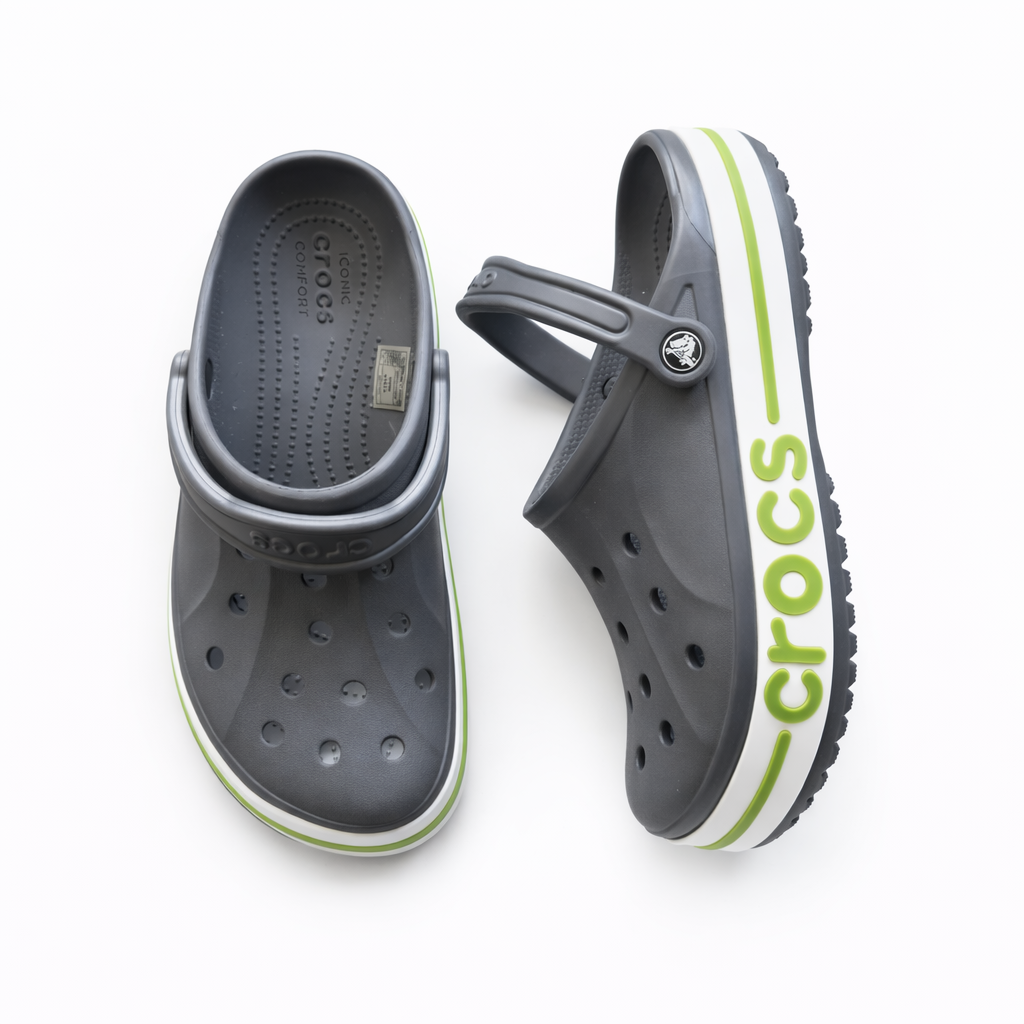 Grey & Lime Classic Comfort Clogs – Premium Quality