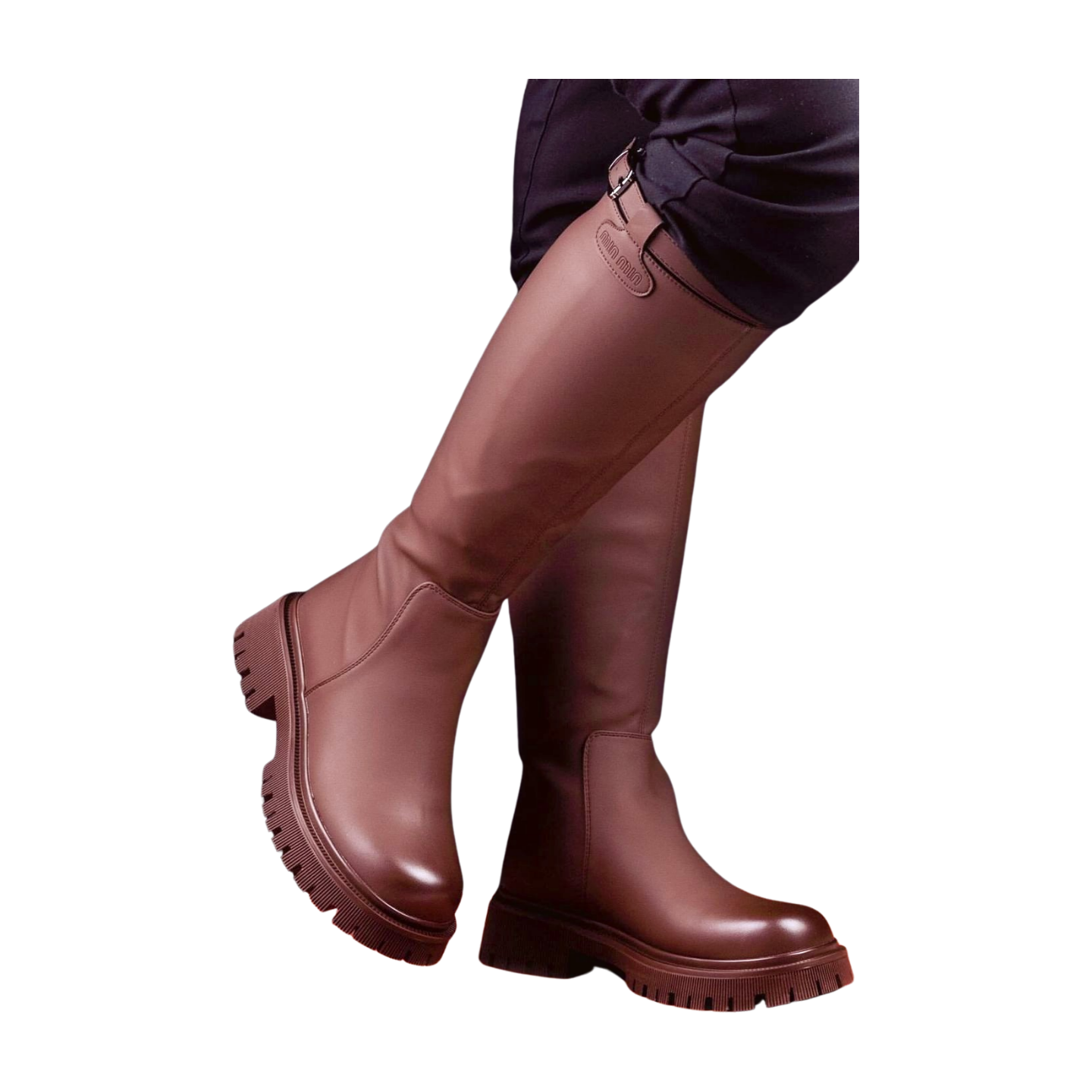 Leather knee boot