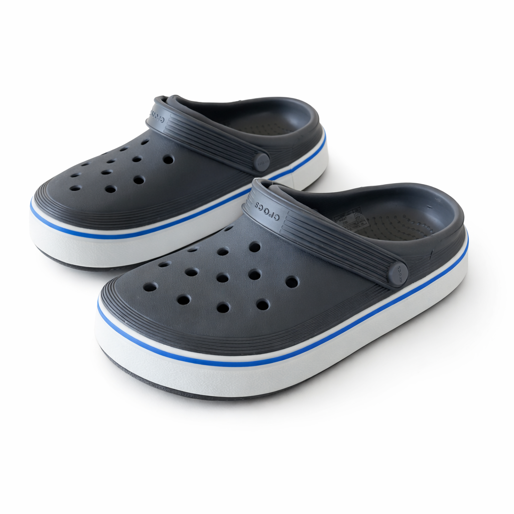 Classic Platform Clog – Grey / White / Blue