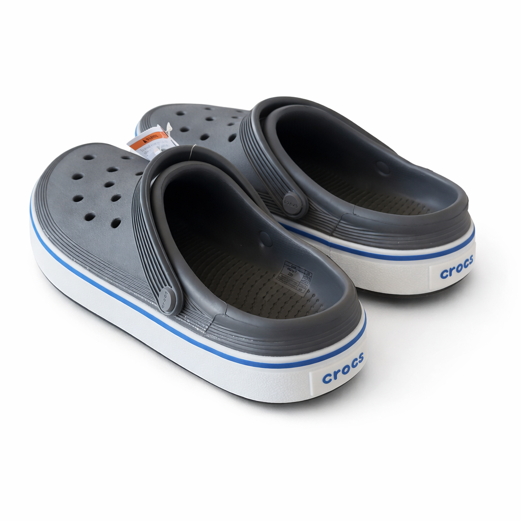 Classic Platform Clog – Grey / White / Blue