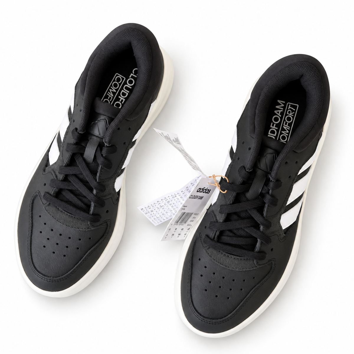 Adidas Court 24 Shoes in a black and cloud-white colorway (item ID: ID1253)