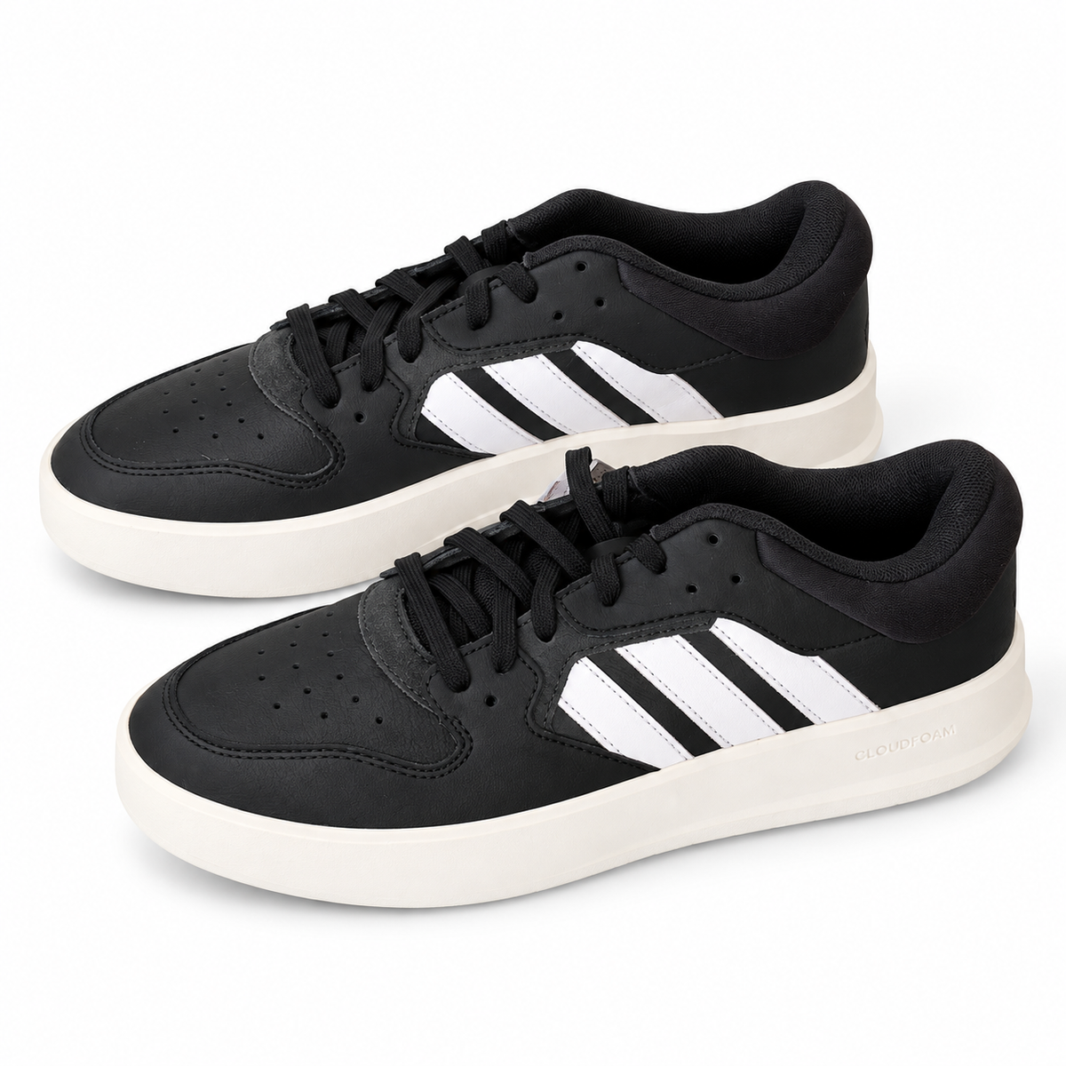 Adidas Court 24 Shoes in a black and cloud-white colorway (item ID: ID1253)