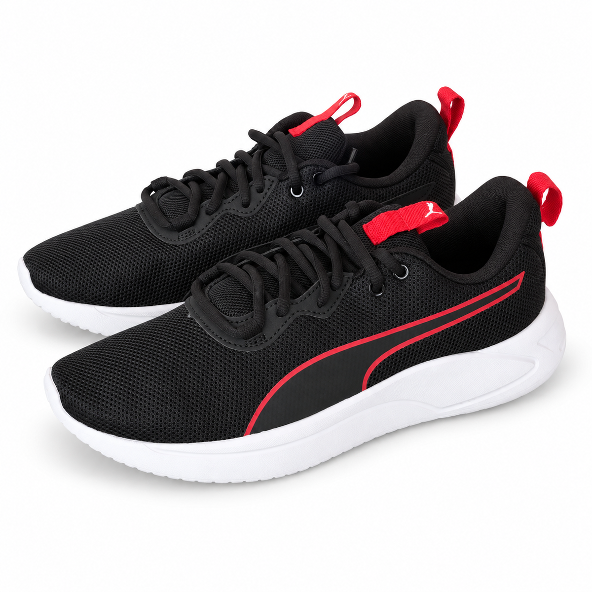 Puma Black & Red Mesh Running Shoes