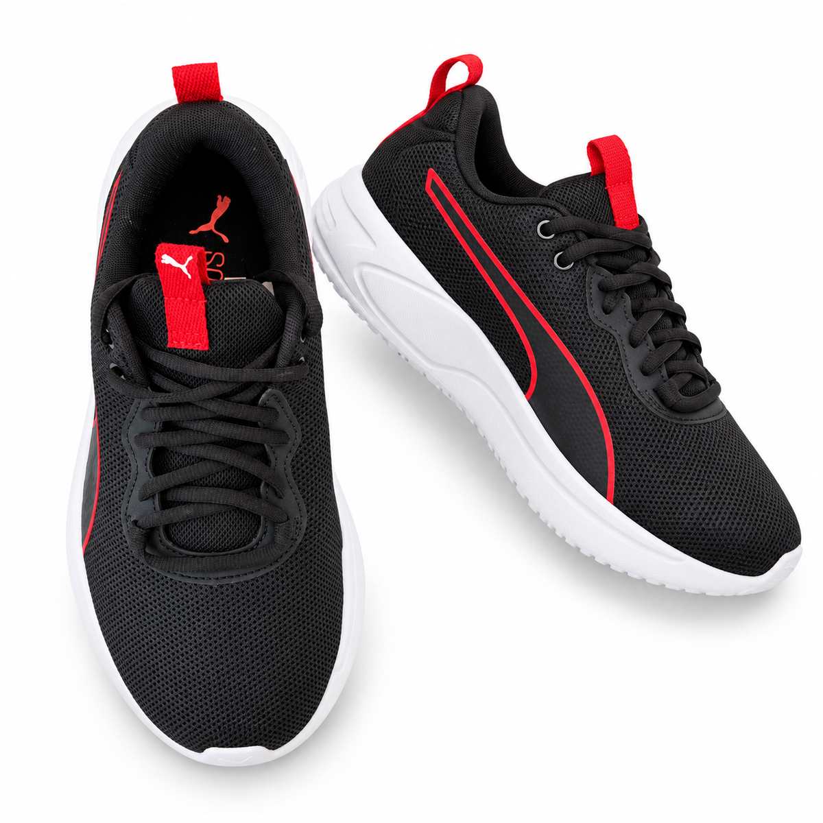 Puma Black & Red Mesh Running Shoes