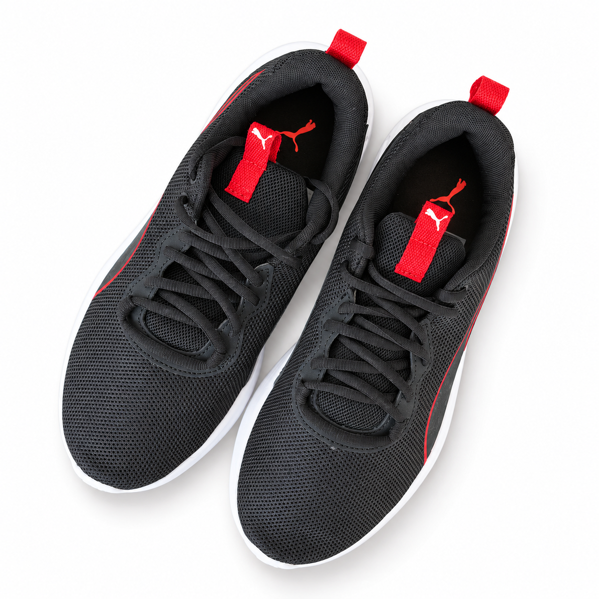 Puma Black & Red Mesh Running Shoes